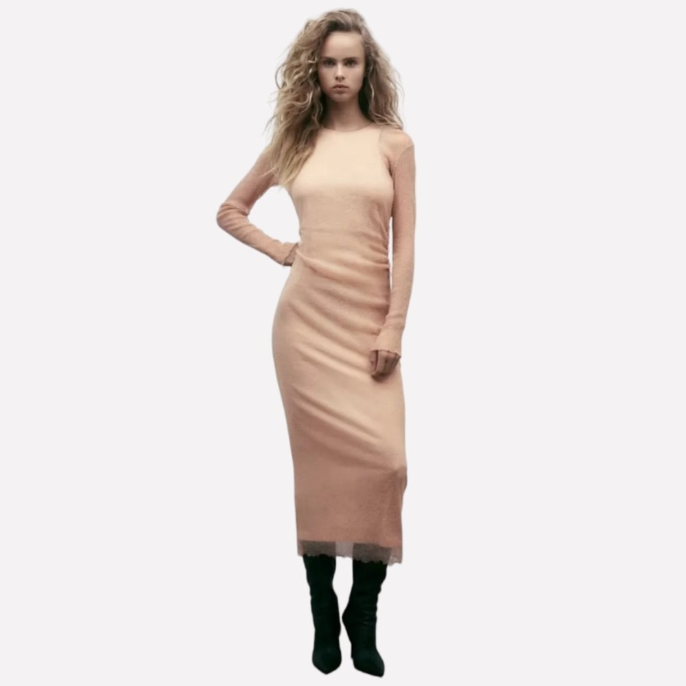 Zara - GOLD Mesh Tulle Maxi Dress (Deadstock)